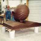 Robert Arneson and egghead sculpture in progress