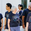 Seven faculty members wearing "First-Gen" T-shirts
