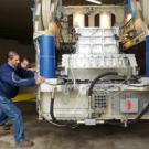 Chad Justice, left, and Tom Kohnke of the Center for Geotechnical Modeling ready the campus&rsquo; upgraded centrifuge for viewing Monday.    It is the largest  hydraulic actuator of its type in the United States.