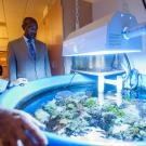 Chancellor Gary S. May visits the College of Biological Sciences.