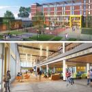Photos (2): Artist's renderings of Memorial Union's north side and atrium