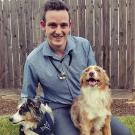Vet school student Ricky Walther with his dogs