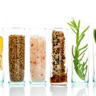 Samples of natural fragrances in glass