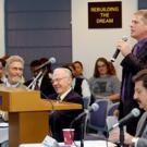 Ed Emerson, of the Democratic caucus, addresses budget cuts at the town hall, as Cosumnes River College President Francisco Rodriguez,  industry leader Tim Mondavi, Chancellor Larry Vanderhoef and CSUS President Alexander Gonzalez listen.