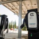 Electric car chargers at UC Davis.