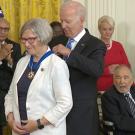 Sister Simone Campbell receives the Presidential Medal of Freedom from Biden