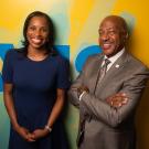 Marcia Faustin standing next to Chancellor Gary S. May