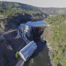 Aerial of Copco 1 dam on Klamath River