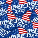Red, white and blue illustration for election 2022