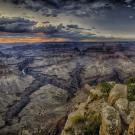 View of Grand Canyon's South Rim at sunset
