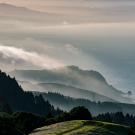 fog over coastal mountains in northern California