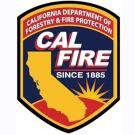"Cal Fire" shoulder patch, shows state in gold with department's full name and "Since 1885"