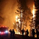 Firefighters battle blaze
