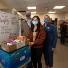 3 people pose during tour of the ASUCD Pantry