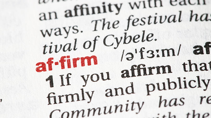the word affirm on dictionary page