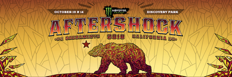 Monster Energy Aftershock promotional graphic showing a California black bear.