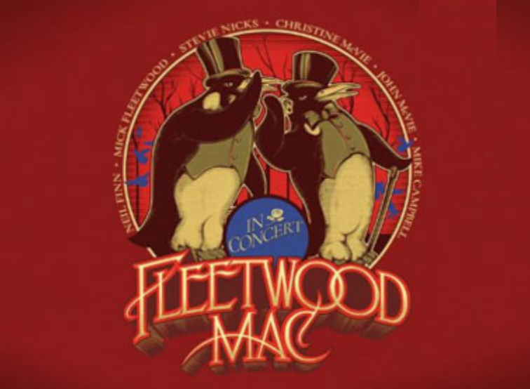 The Fleetwood Mac logo against a red background.