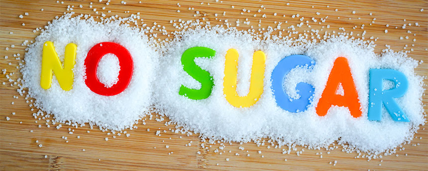 Colorful letters read "No Sugar."