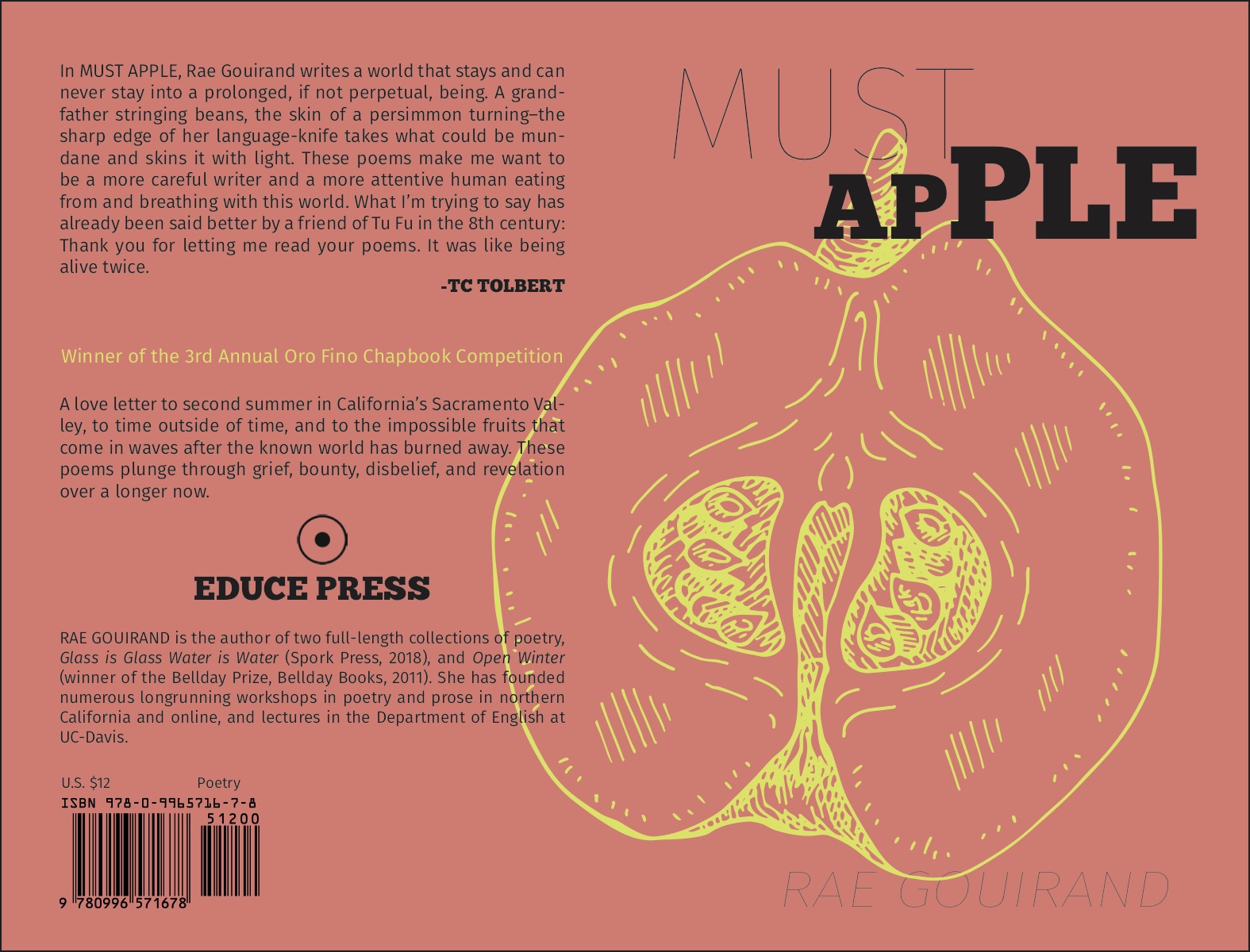 The cover of  Rae Gouirand's poetry collection "Must Apple."