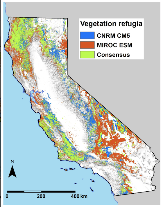 map of California plant climate refugia