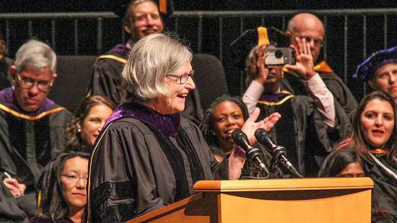 Sister Simone Campbell speaks at commencement