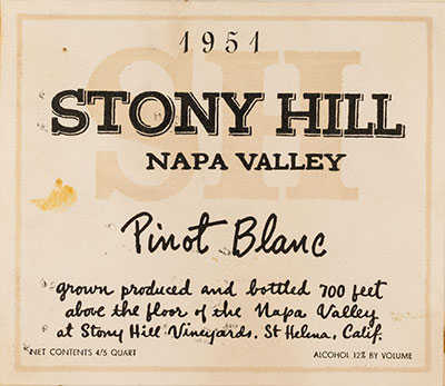 Stony Hill wine label